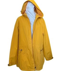 Natural Reflections Mustard Hooded Rain Jacket 1X NWT | Lightweight Utility